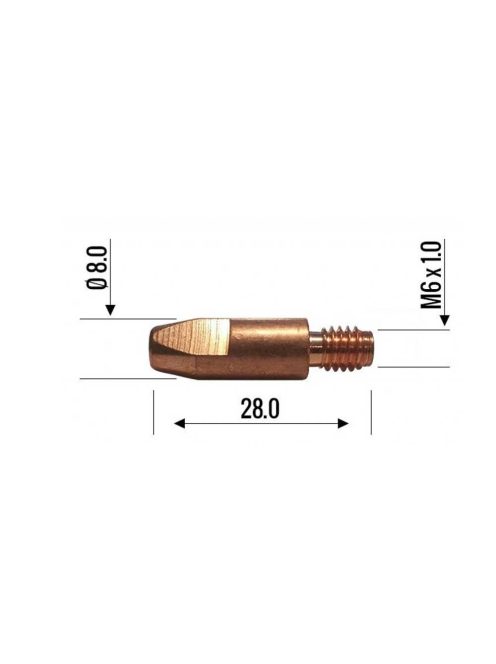 Binzel áramátadó M6x28x1.0 mm Cu 140.0242